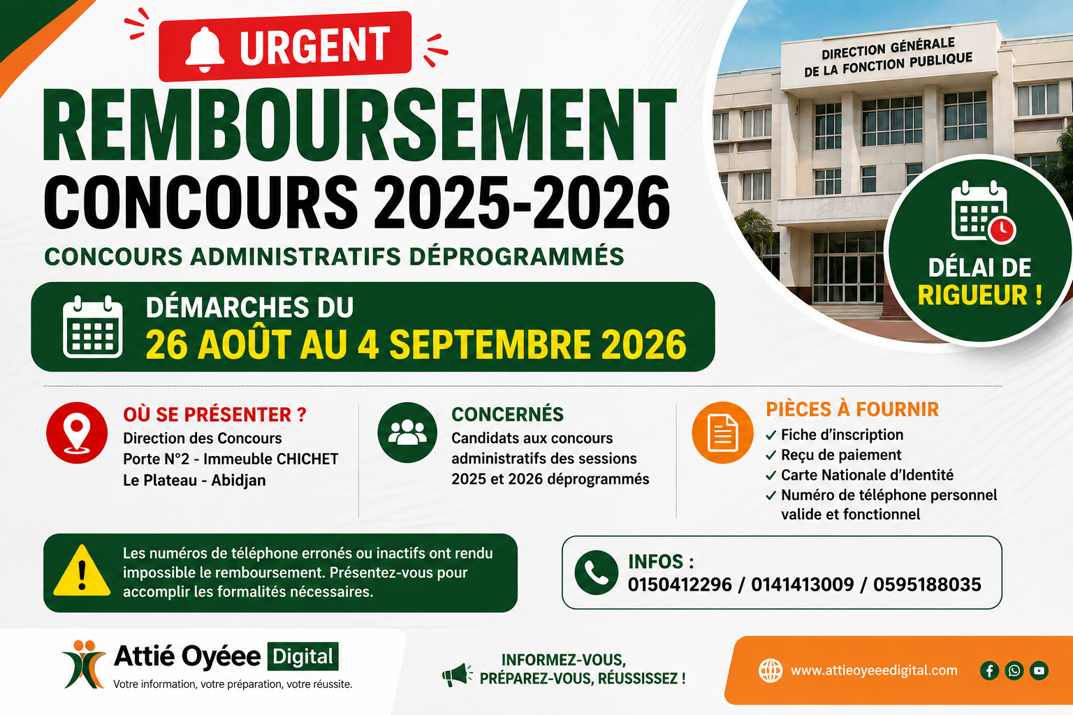 Concours administratifs 2025-2026 : remboursement des frais d’inscription pour les candidats concernés